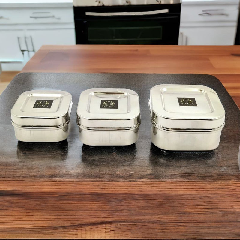 Stainless Steel Square Shaped Storage Box/Dibbi – Storage Container