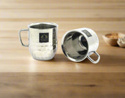 Stainless-Steel Cups with Glossy Finish/Hammered and Ringer Design Mugs – Kitchen Utensil