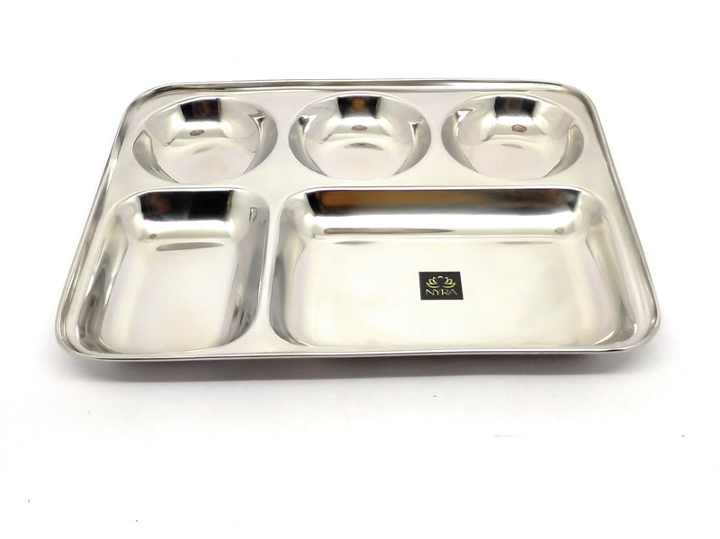 Stainless-Steel Round shaped 5 in 1 divided compartment Bhojan Thali – Kitchen Utensil