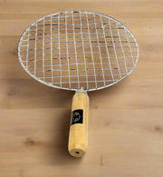 Stainless Steel Round Grill Roaster with Wooden Handle – Kitchen Utensil
