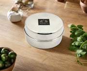 Stainless-Steel Storage Box Container Flat Dibbi (Gol Dibbi/Dabba) – Storage Container