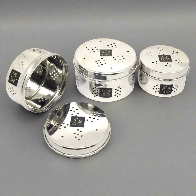 Stainless Steel Coriander Storage Box with Air Ventilation Holes – Storage Container