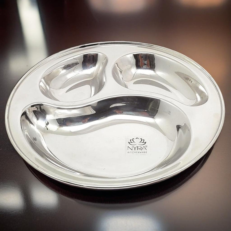 Stainless Steel 3-Compartment Dinner Plates – Kitchen Utensil