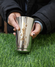 Premium Stainless Steel Floral Print Glass Set with Lid – Drinking Tumbler