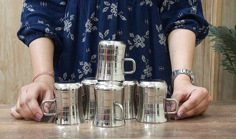 Stainless Steel Double-Walled Tea/Coffee Mug Set – Kitchen Utensil