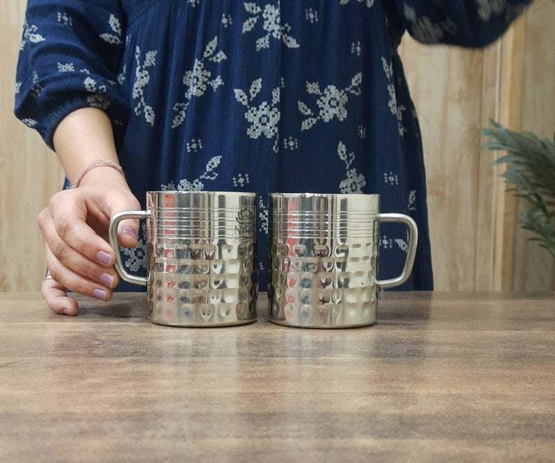 Stainless Steel Hammered Finish Double-Walled Insulated Cup – Kitchen Utensil