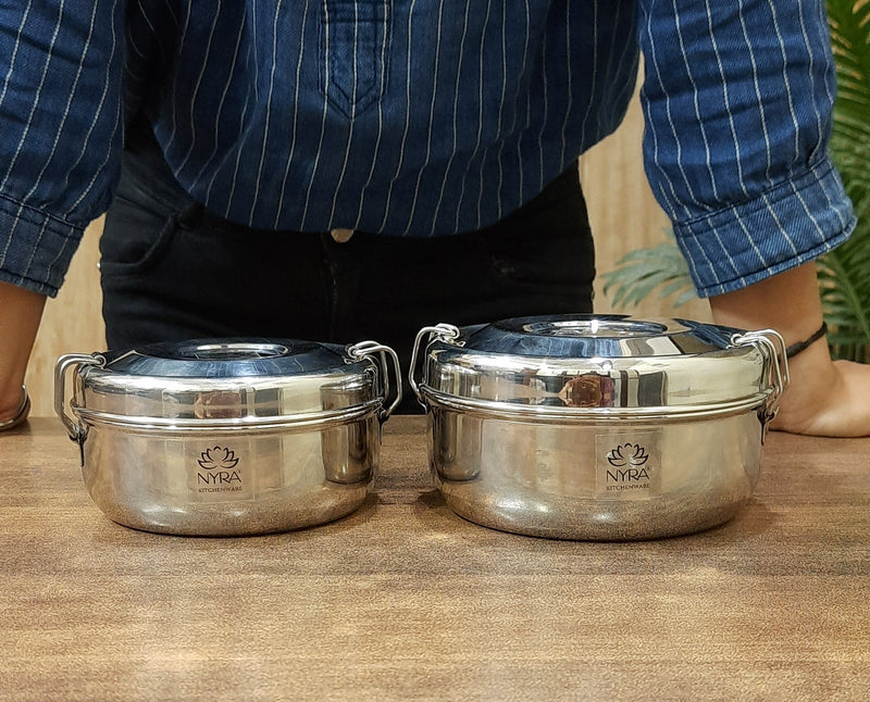 Stainless Steel Round Lunch Box - Stylish, – Storage Container