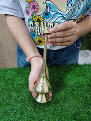 Brass/Peetal Sprinkler Bottle for Ganga Jal, Rose water and Perfume for Traditional Rituals