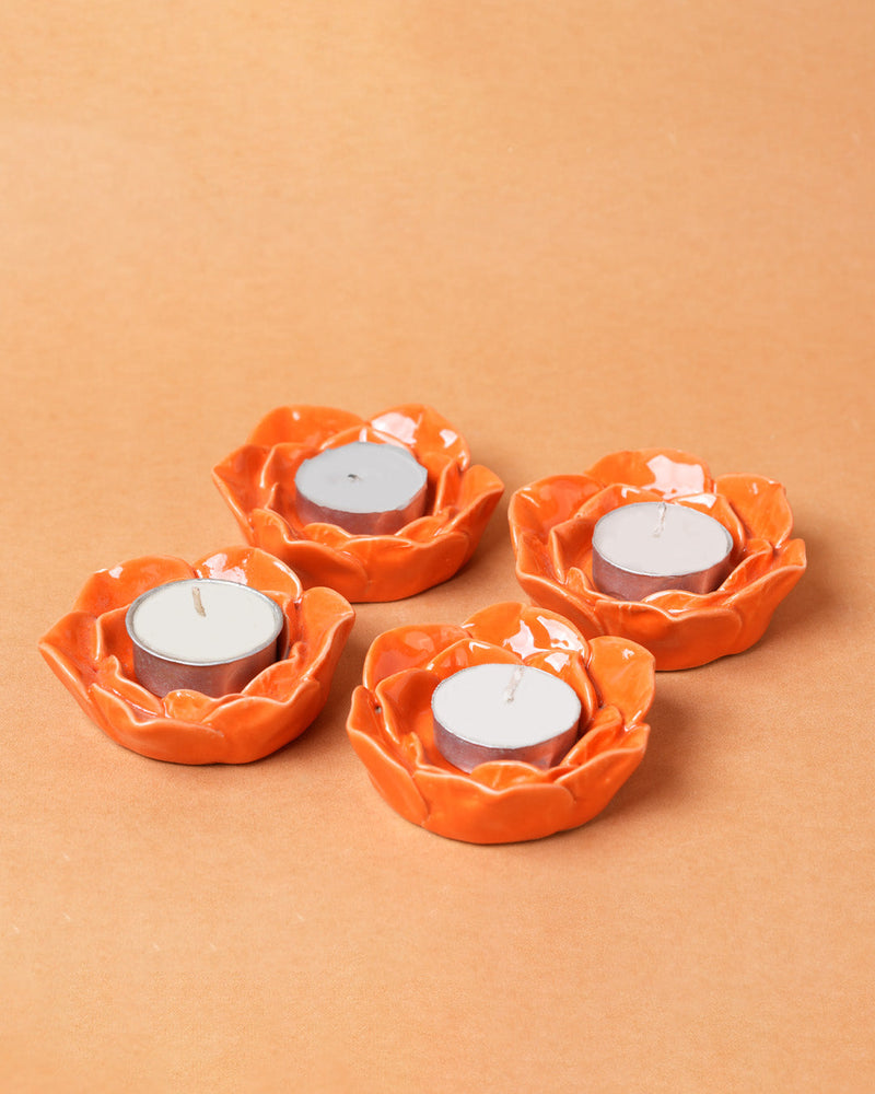 Nurture India Marigold Flower Tea Light Candle Holder