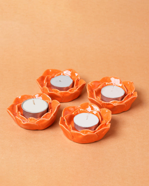 Nurture India Marigold Flower Tea Light Candle Holder