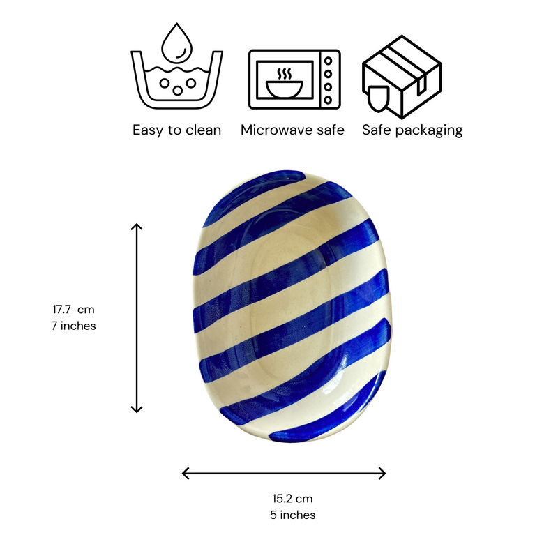 Nurture India Blue Stripe Ceramic Bowl