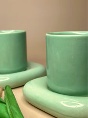 Nurture India Glossy Mint Green Cup Saucer 7-oz
