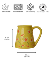 Nurture India Beverage Mug Yellow Garden Bloom Design Single 8-oz