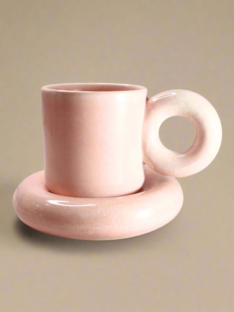 Nurture India Glossy Pink Cup Saucer 7-oz
