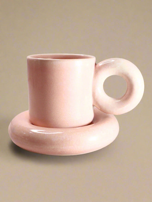 Nurture India Glossy Pink Cup Saucer 7-oz