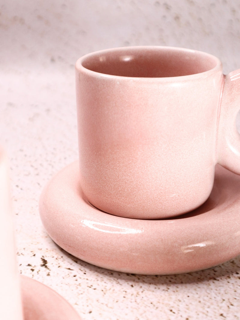 Nurture India Glossy Pink Cup Saucer 7-oz
