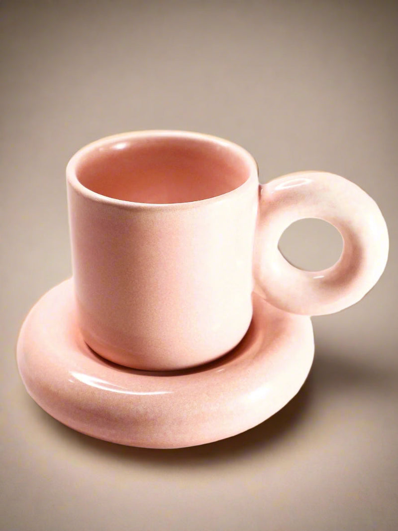 Nurture India Glossy Pink Cup Saucer 7-oz