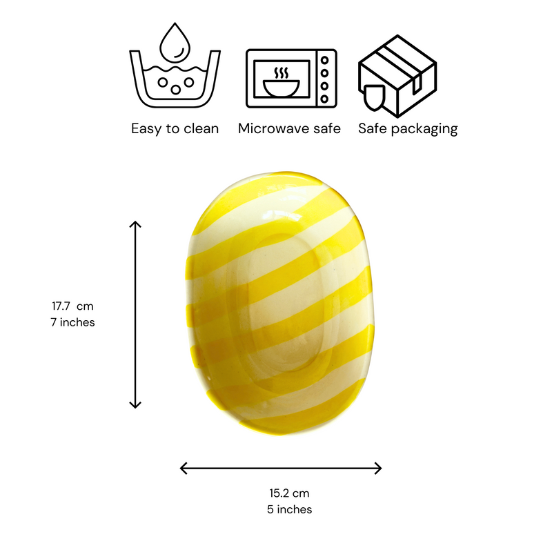 Nurture India Pastel Yellow Stripe Ceramic Bowl