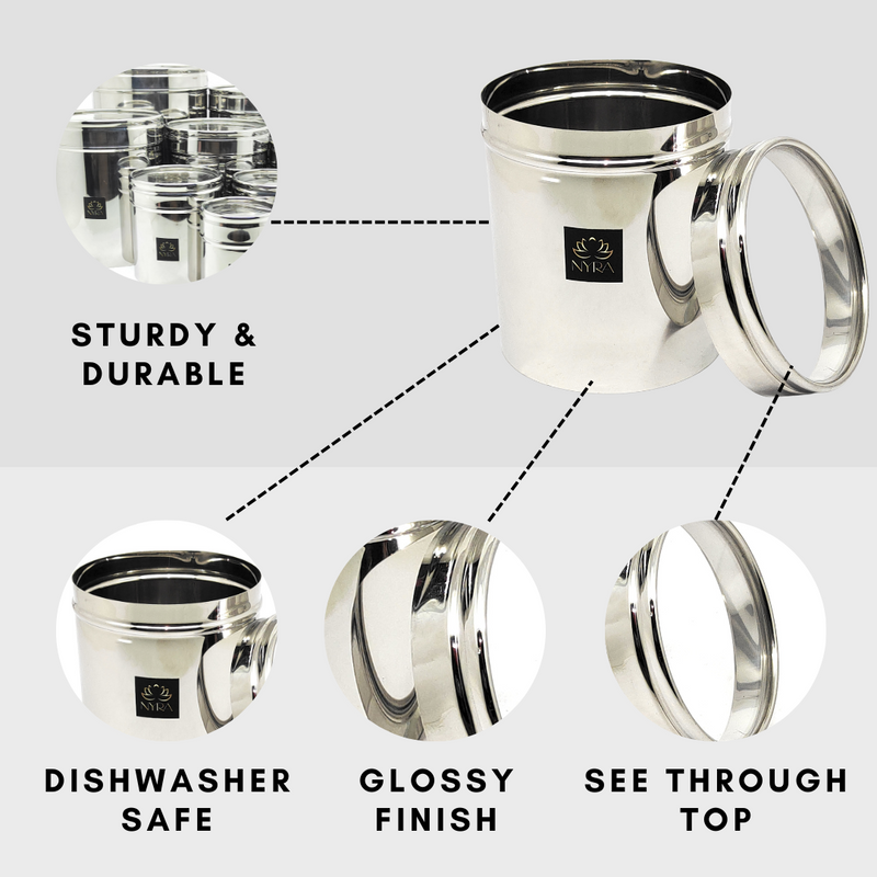 Stainless Steel Multipurpose Kitchen Storage Container/Canister with See-Through Lid