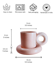 Nurture India Glossy Pink Cup Saucer 7-oz