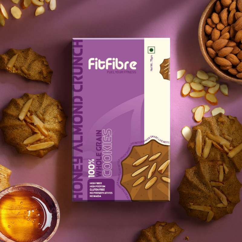 Honey Almond Crunch Cookies | Gluten Free | No Maida | High Protein - 75gm