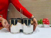 Stainless Steel Chaumukha/Chougadha Vegetable Holder with Handle – Kitchenware