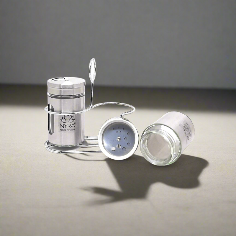 Elegant Stainless Steel and Glass Salt & Pepper Sprinkler – Drinking Tumbler