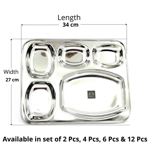 Stainless-Steel 5 in 1 Compartment Bhojan Thali – Kitchen Utensil