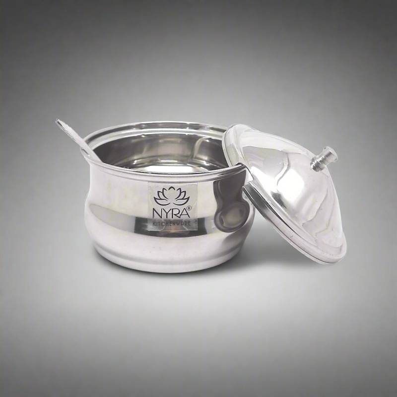 Stainless Steel Ghee Pot With Spoon – Cooking Spoon