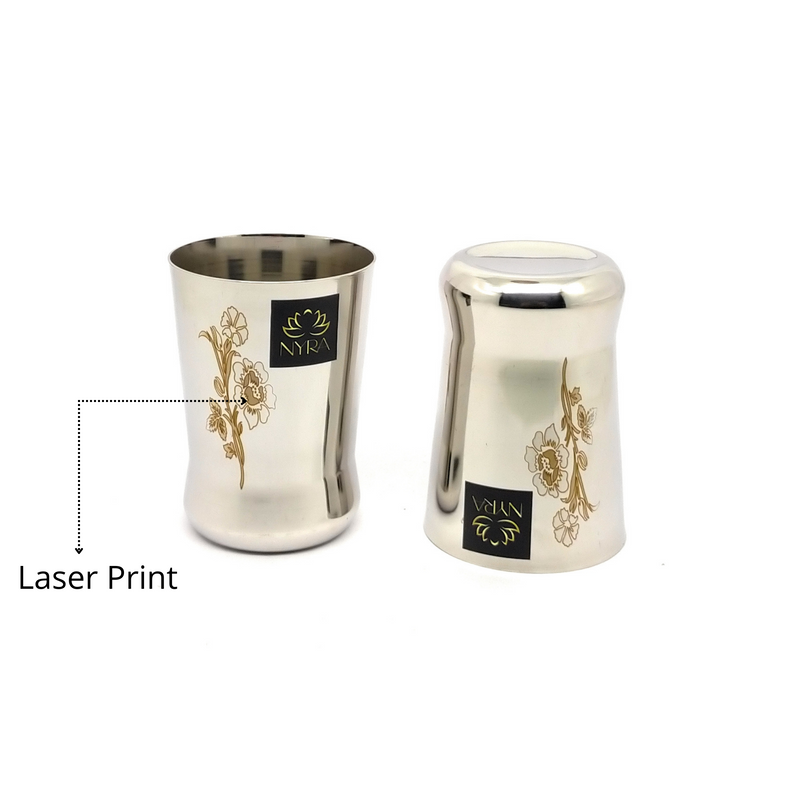 Stainless Steel Floral Laser-Printed Glass/Tumbler – Drinking Glass