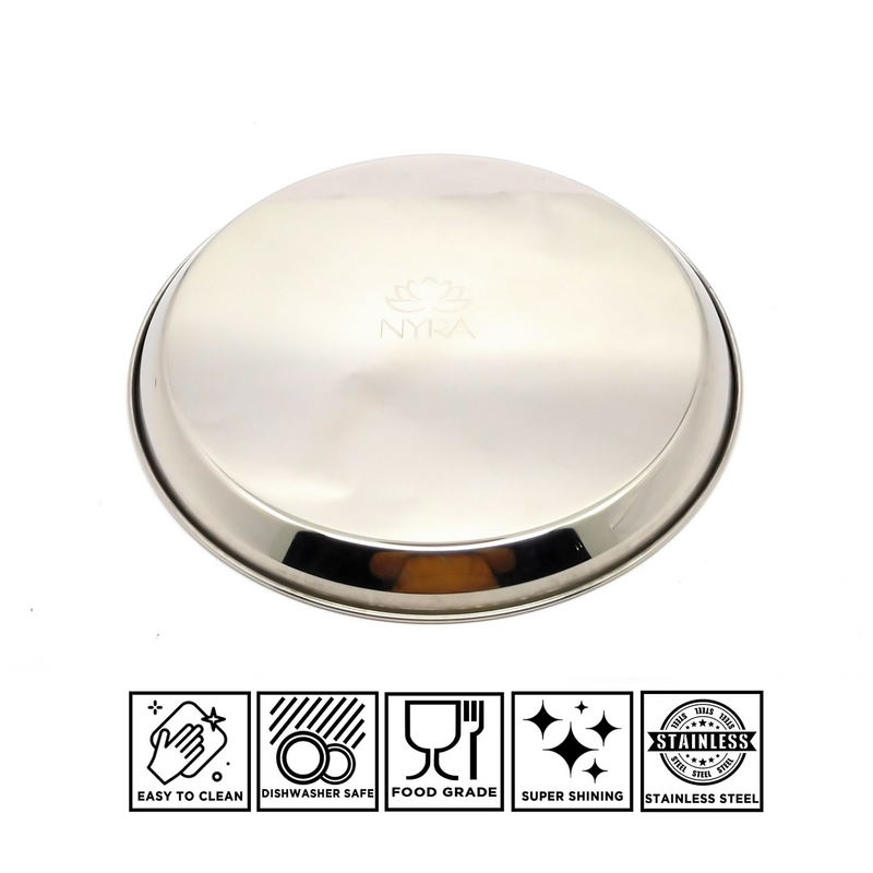 Stainless Steel Plates with Glossy Outer Finish - Set for Lunch/Dinner – Kitchen Utensil