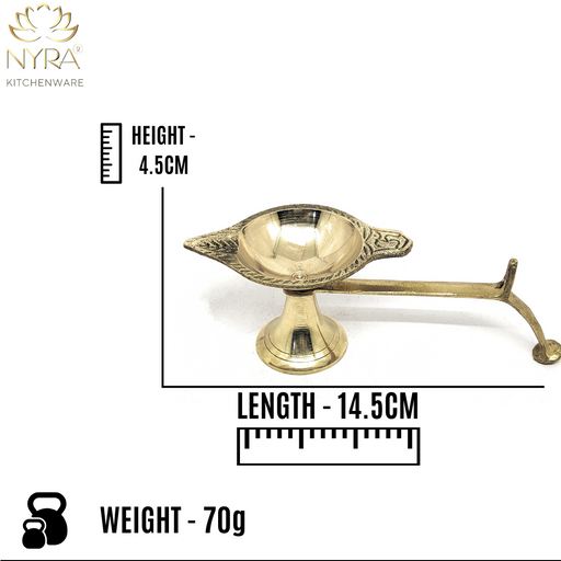 Pure Brass/Peetal Aarti Diya with Handle – Kitchen Utensil