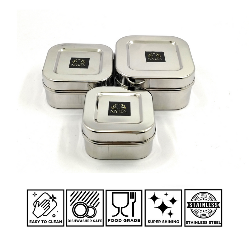 Stainless Steel Square Shaped Storage Box/Dibbi – Storage Container