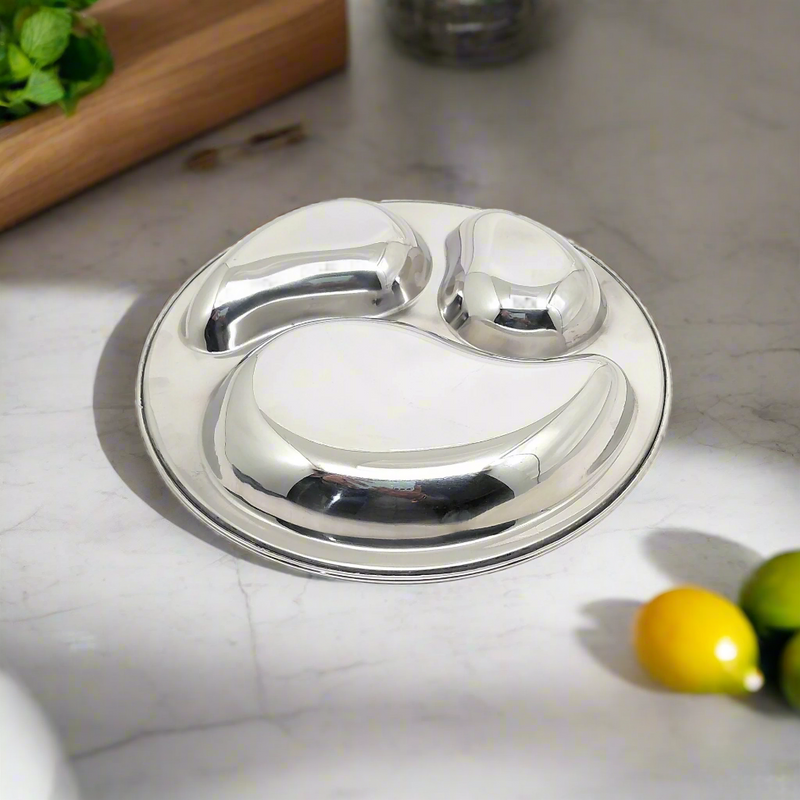 Stainless Steel 3-Compartment Dinner Plates – Kitchen Utensil