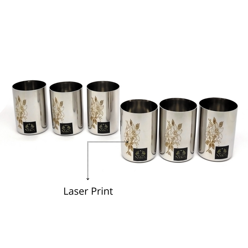 Stainless Steel Glass/Tumbler with Laser Floral Design – Drinking Tumbler