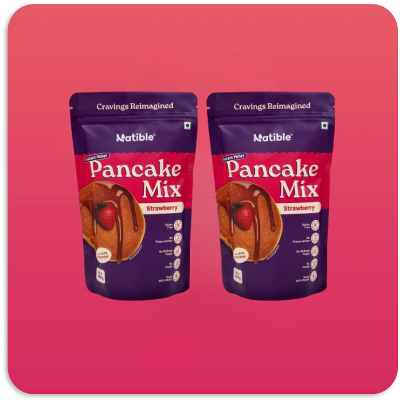 Natible Instant Millet Pancake Mix -Strawberry Variety Pack – Easy Breakfast Pancake Mix (7.05 oz)