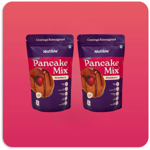 Natible Instant Millet Pancake Mix -Strawberry Variety Pack – Easy Breakfast Pancake Mix (7.05 oz)