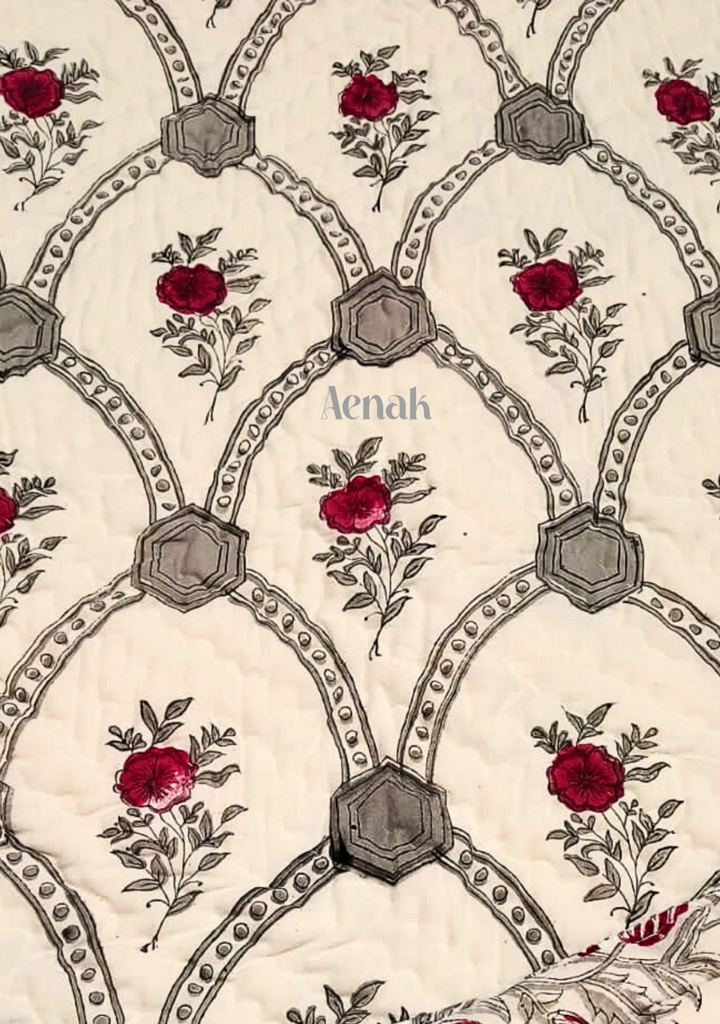aenak-grey-jaal-handblock-bedsheet-quilt-combo-set