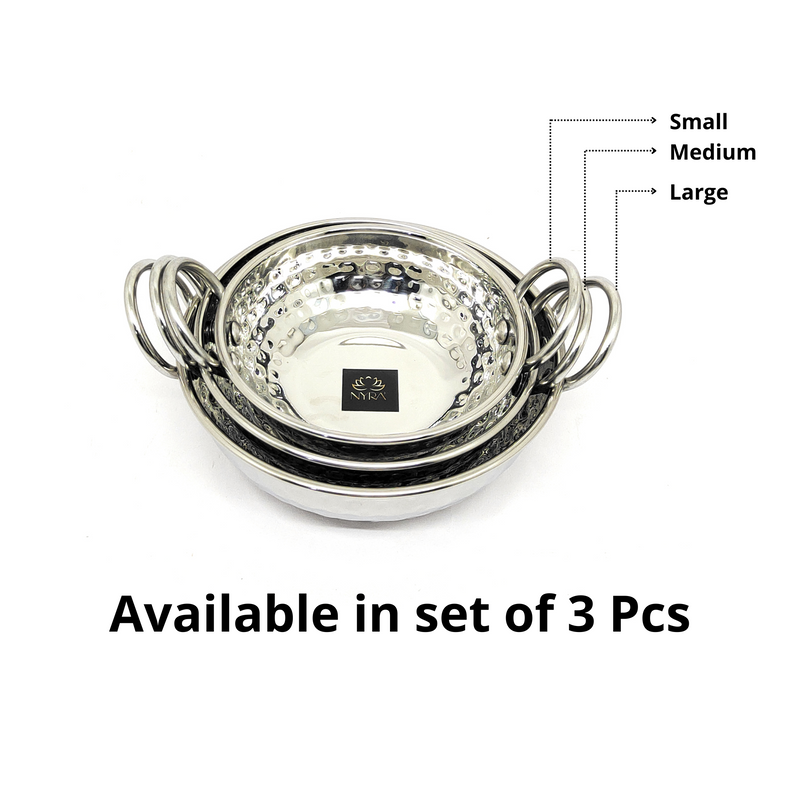 Stainless Steel Mini Serving Kadhai Set – Cooking Wok