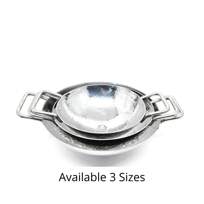 Stainless Steel Hammered Finish Kadhai – Cooking Wok