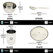 Stainless Steel Premium Thali/Dinner Set of 5-pcs