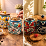 local-kala-hand-painted-ceramic-storage-jars-set-of-4