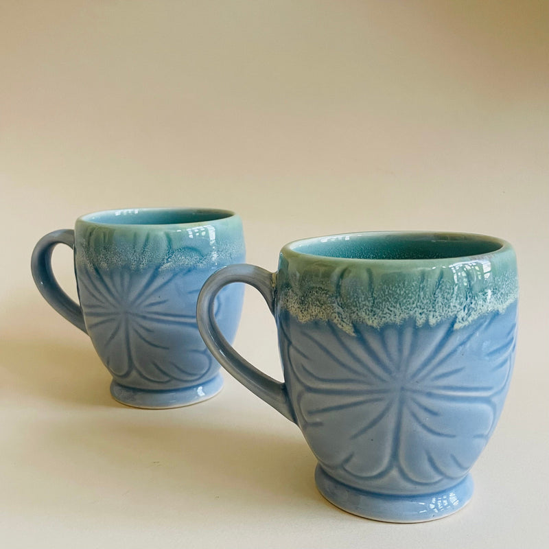 Azure Blossom Mugs Set Of 2