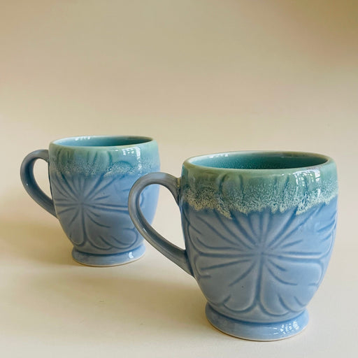 Azure Blossom Mugs Set Of 2