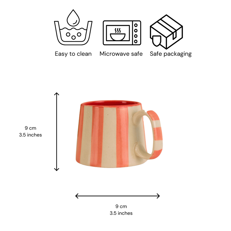 Nurture India Pink Stripe Ceramic Mug 7-oz