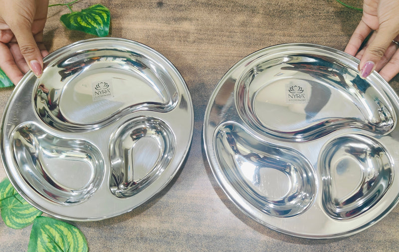 Stainless Steel 3-Compartment Dinner Plates – Kitchen Utensil