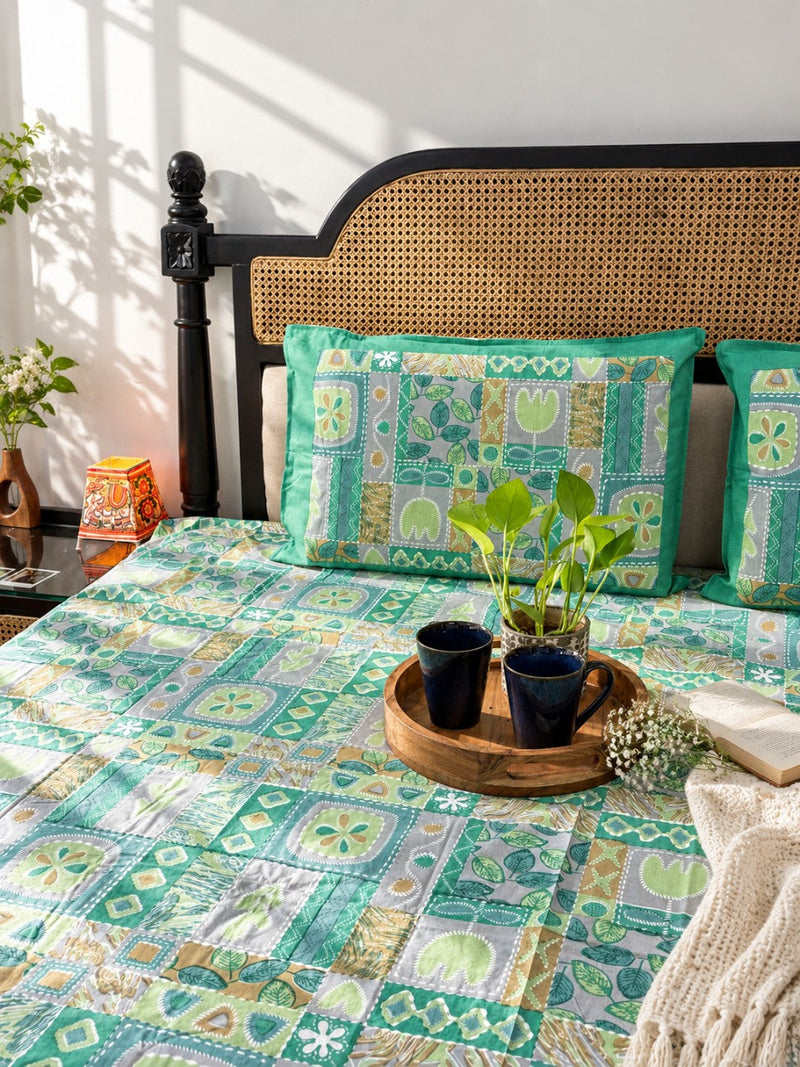local-kala-abstract-green-flat-i-fitted-bedsheet-90x108-inches