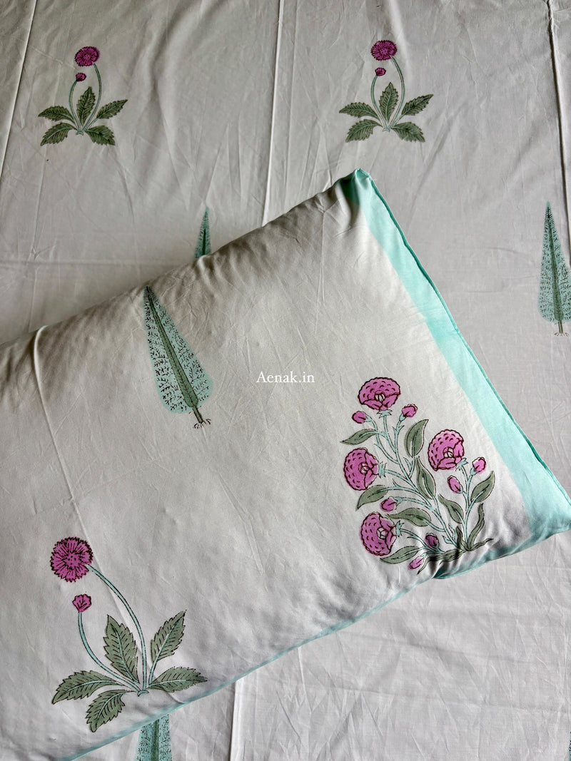 aenak-light-magenta-floral-handblock-bedsheet-dohar-combo-set