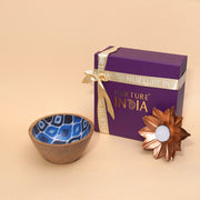 Nurture India Wooden Snack Bowl Lotus Tealight Gift Box