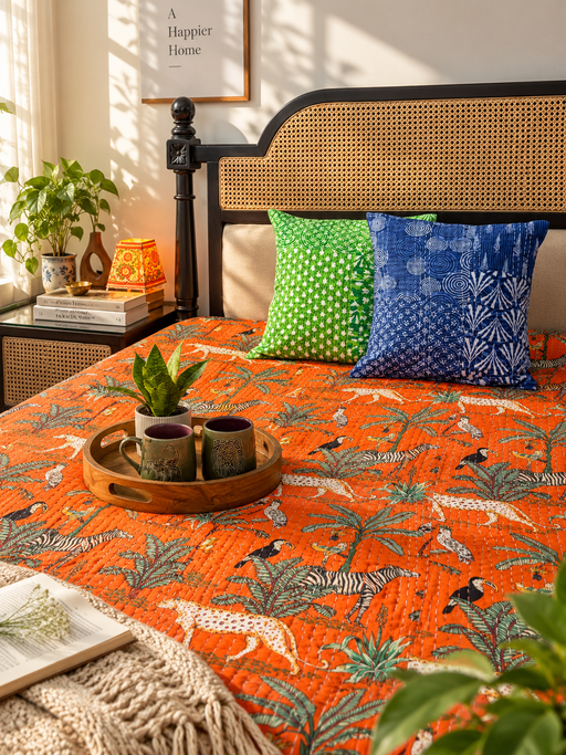 local-kala-jangle-safari-kantha-stitch-bedcover